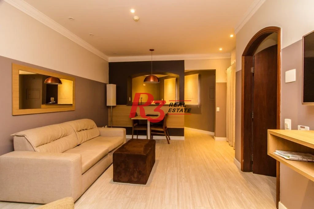 Flat com 1 dormitório à venda, 47 m² - Gonzaga - Santos/SP