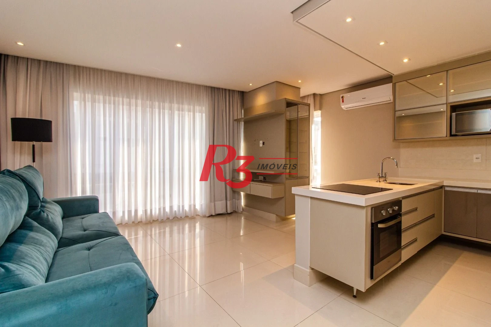 Apartamento com 1 dormitório para alugar, 68 m² por R$ 9.000,00/mês - Aparecida - Santos/SP
