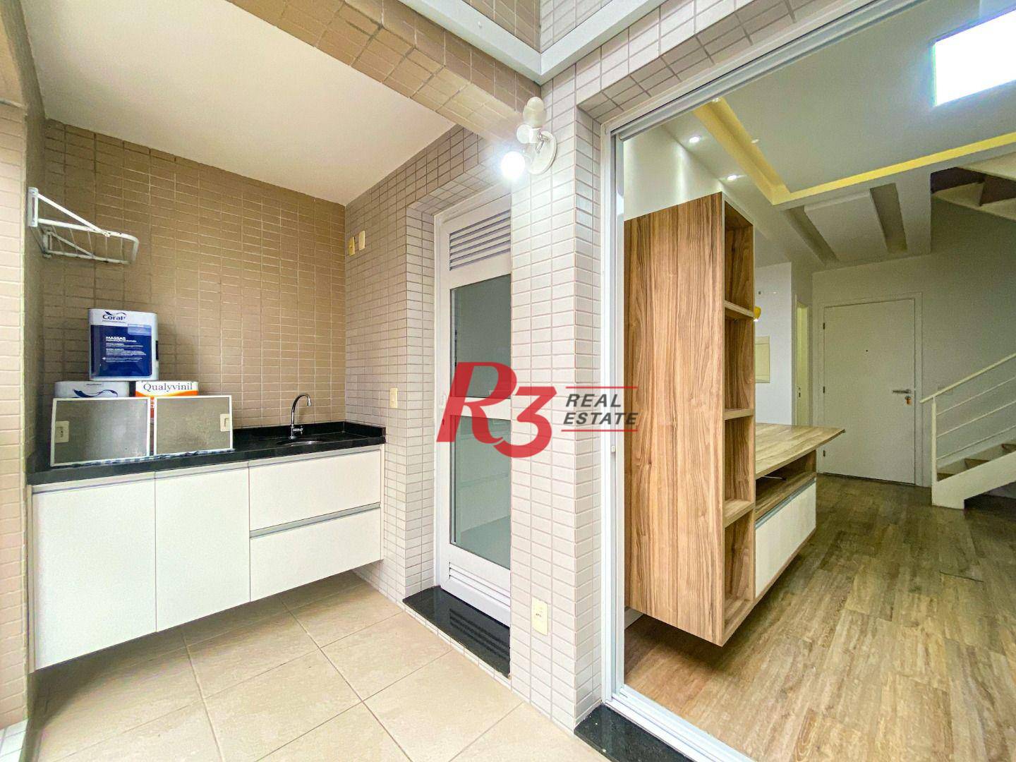 Apartamento Duplex com 1 dormitório à venda, 60 m² - Gonzaga - Santos/SP