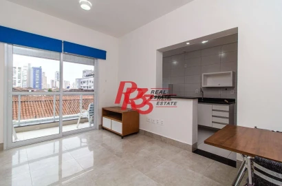 Apartamento com 1 dormitório para alugar, 52 m² por R$ 4.800,00/mês - Aparecida - Santos/SP