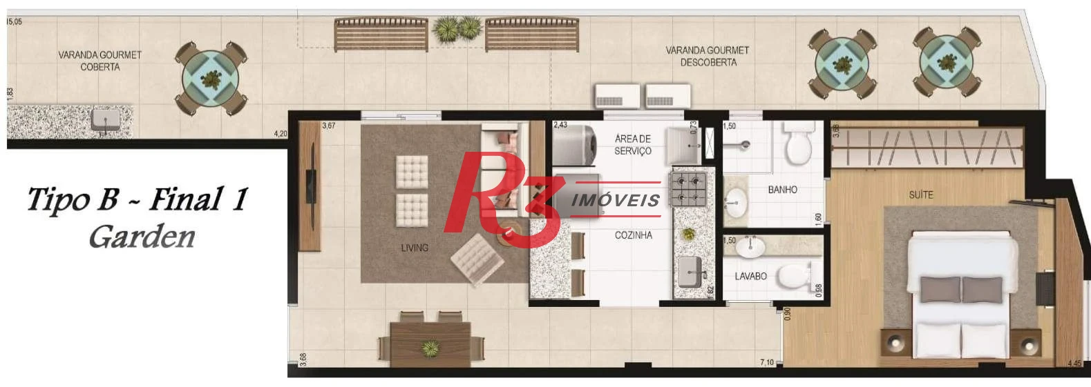 Apartamento Garden à venda, 70 m² por R$ 690.000,00 - Boqueirão - Santos/SP