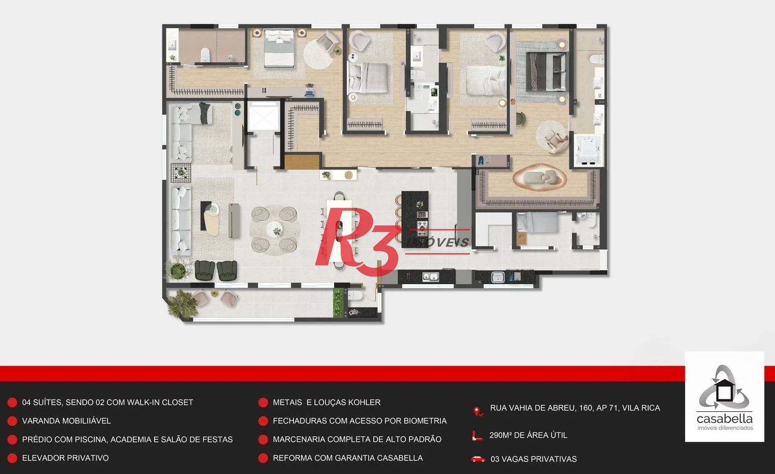 Apartamento com 4 dormitórios à venda, 291 m² por R$ 3.490.000,00 - Boqueirão - Santos/SP