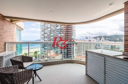 Apartamento com 1 dormitório vista praia para alugar, 45 m² por R$ 5.500/mês - Pompéia - Santos/SP