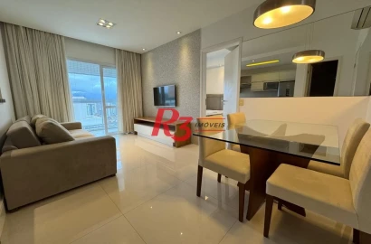 Apartamento com 1 dormitório para alugar, 57 m² por R$ 6.200,00/mês - Gonzaga - Santos/SP