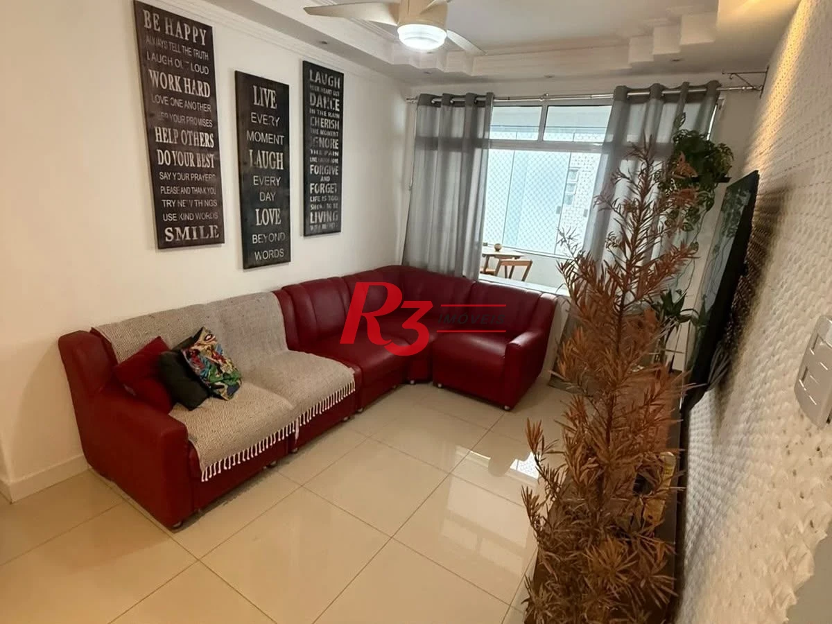 Apartamento com 2 dormitórios para alugar, 75 m² por R$ 3.500,00/mês - Gonzaga - Santos/SP
