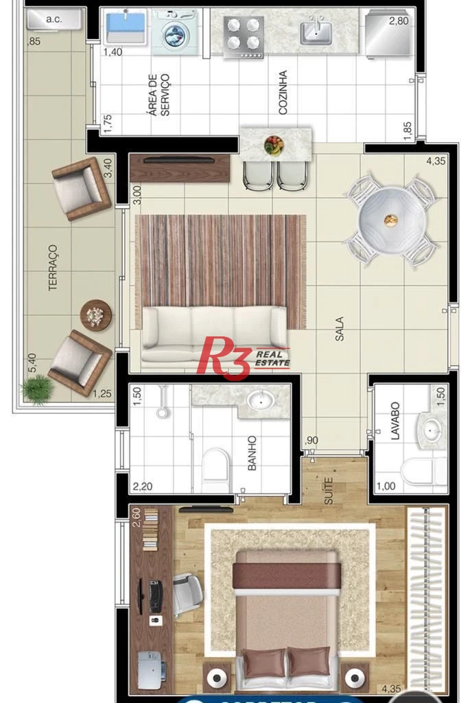 Apartamento para alugar, 52 m² por R$ 4.200,00/mês - Aparecida - Santos/SP