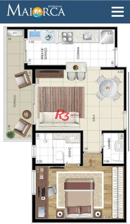 Apartamento para alugar, 52 m² por R$ 4.200,00/mês - Aparecida - Santos/SP