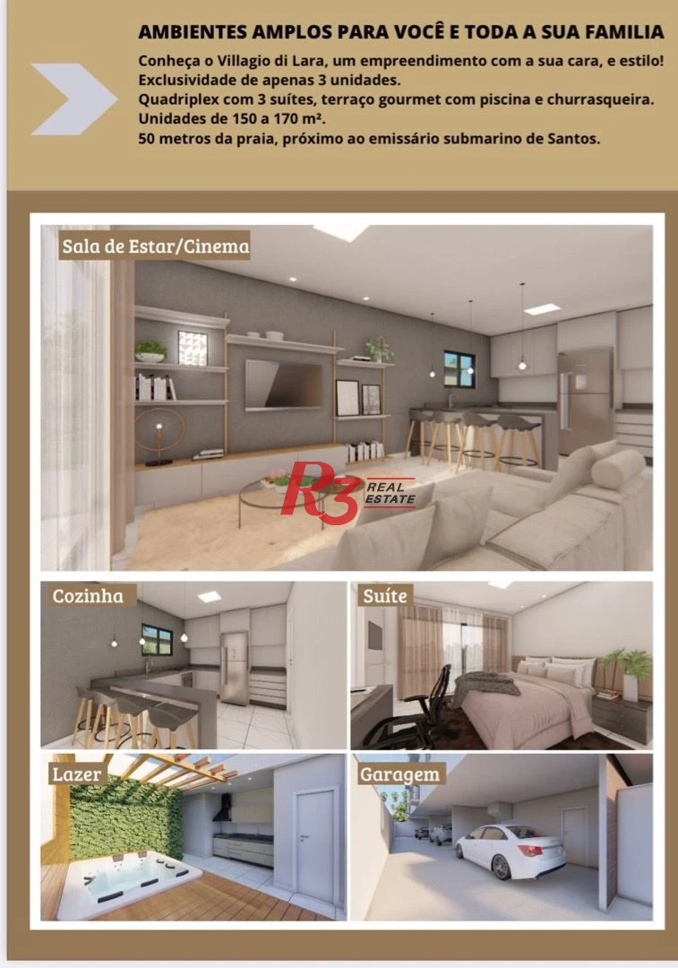 Casa com 3 suítes à venda, 150 m² por R$ 1.090.000 - José Menino - Santos/SP