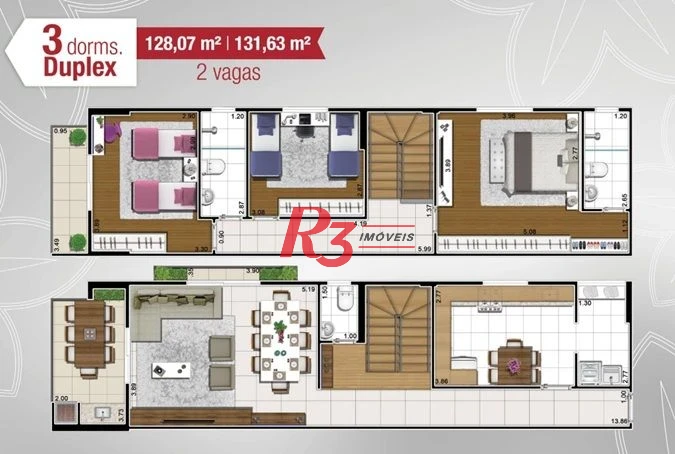 Apartamento Duplex com 3 dormitórios à venda, 131 m² por R$ 959.000,00 - Encruzilhada - Santos/SP