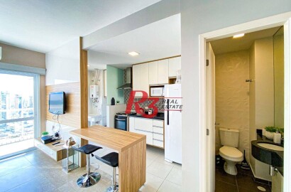Apartamento Duplex com 1 dormitório para alugar, 60 m² por R$ 6.320,00/mês - Gonzaga - Santos/SP