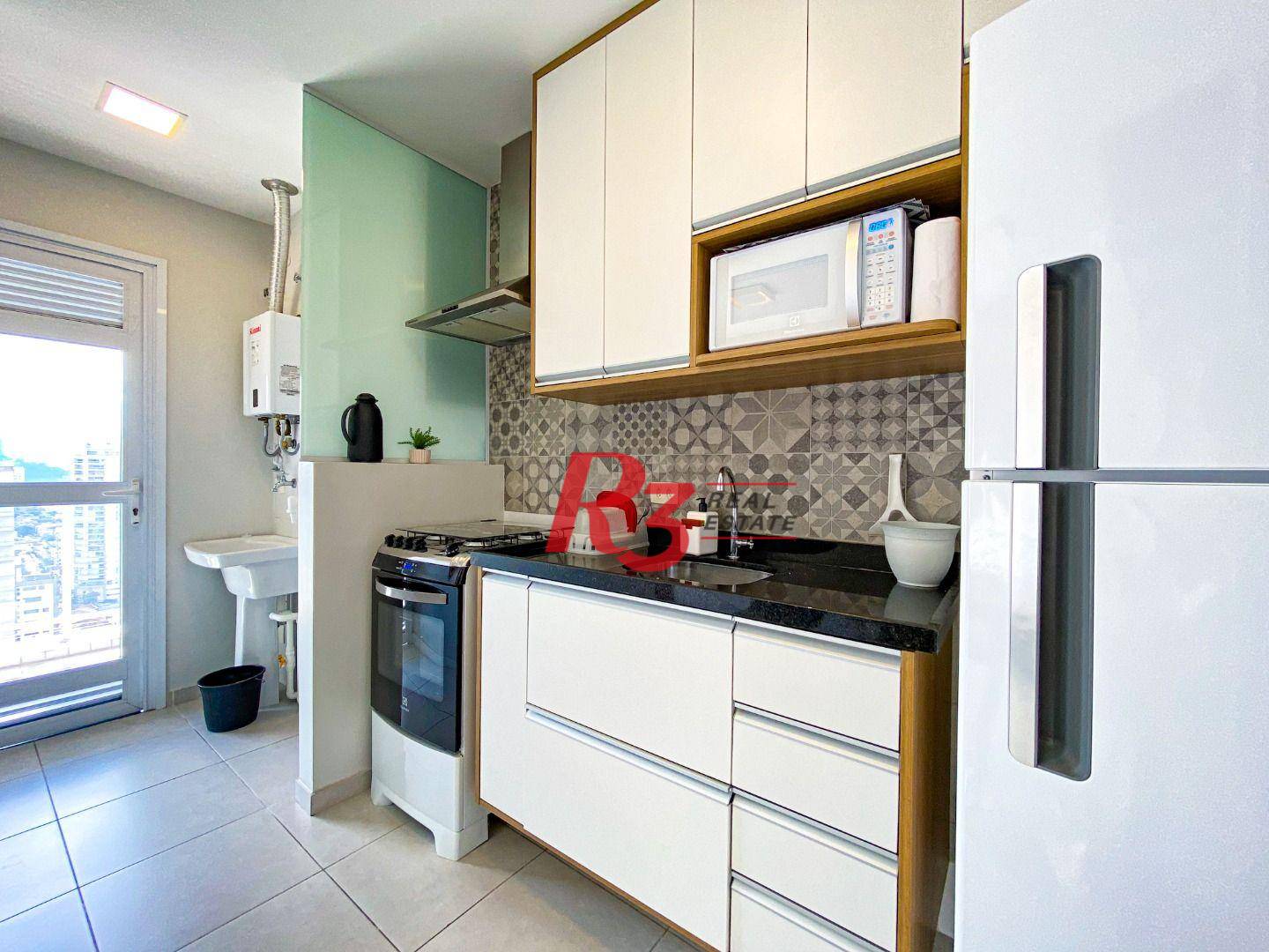 Apartamento Duplex com 1 dormitório para alugar, 60 m² por R$ 6.320,00/mês - Gonzaga - Santos/SP