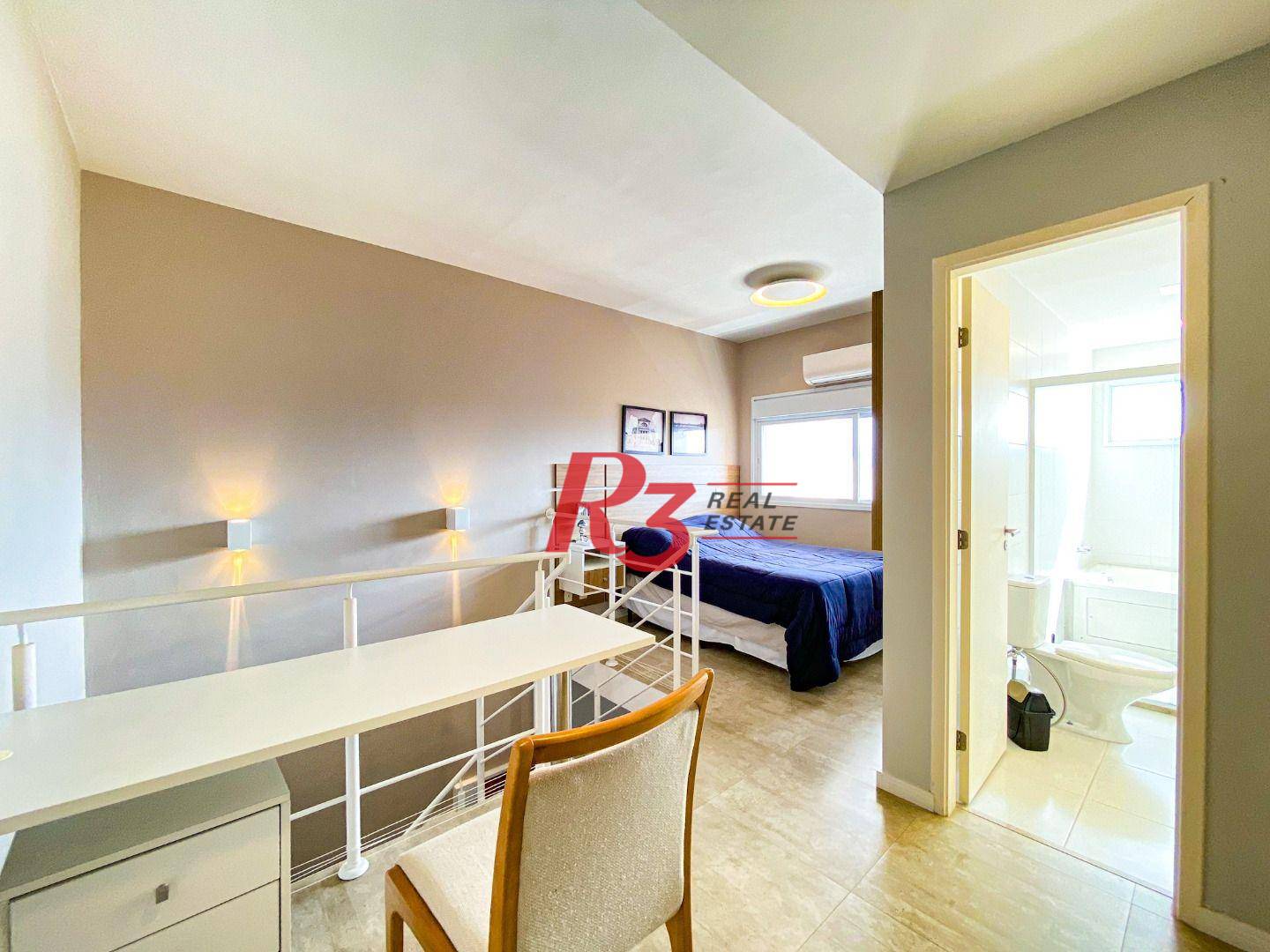 Apartamento Duplex com 1 dormitório para alugar, 60 m² por R$ 6.320,00/mês - Gonzaga - Santos/SP