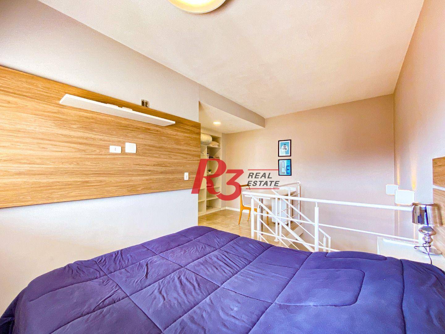Apartamento Duplex com 1 dormitório para alugar, 60 m² por R$ 6.320,00/mês - Gonzaga - Santos/SP