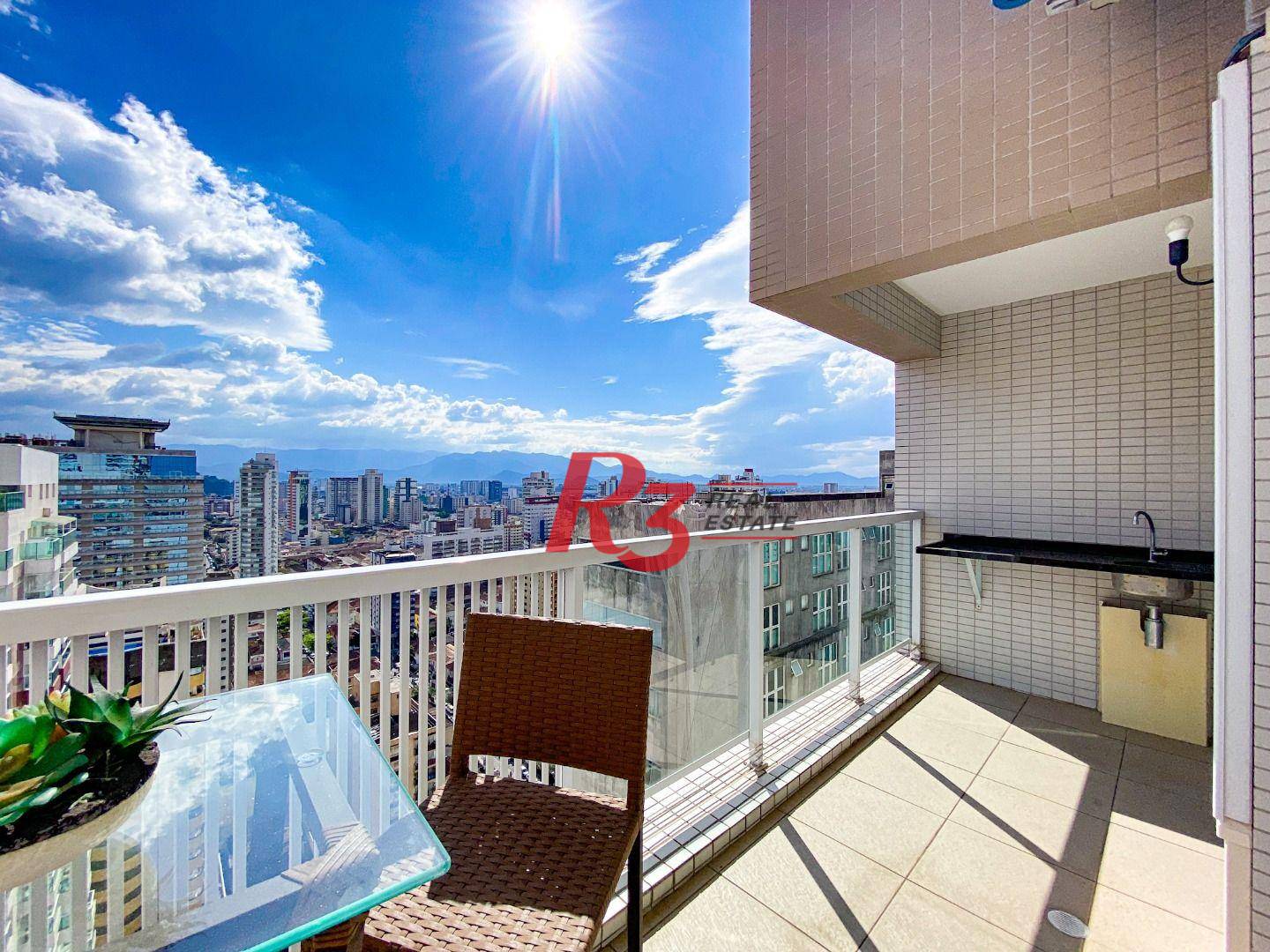 Apartamento Duplex com 1 dormitório para alugar, 60 m² por R$ 6.320,00/mês - Gonzaga - Santos/SP