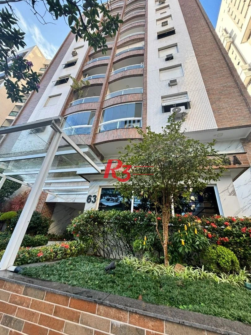 Apartamento com 2 dormitórios com dependência, garagem demarcada, para alugar, 115 m² por R$ 5.622/mês - Gonzaga - Santos/SP