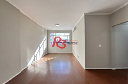 Apartamento com 2 dormitórios com dependência, garagem demarcada, para alugar, 115 m² por R$ 5.622/mês - Gonzaga - Santos/SP