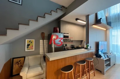 Flat com 1 dormitório à venda, 69 m² por R$ 695.000,00 - Gonzaga - Santos/SP