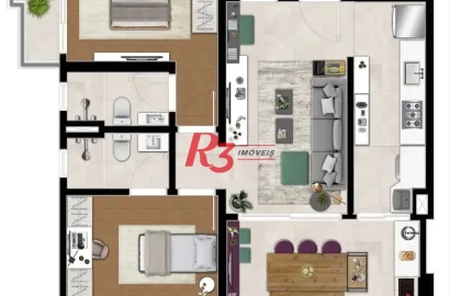 Apartamento com 2 dormitórios à venda, 83 m² por R$ 1.190.000,00 - Boqueirão - Santos/SP
