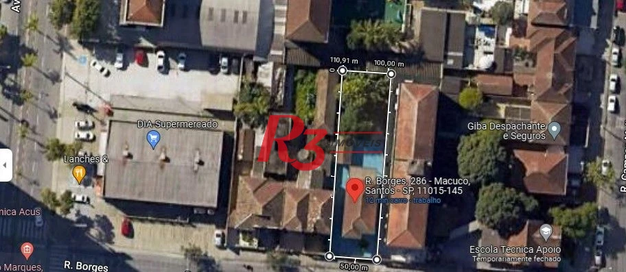 Terreno, 501 m² - venda por R$ 1.272.000,00 ou aluguel por R$ 20.828,63/mês - Macuco - Santos/SP
