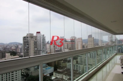 Apartamento com 3 dormitórios para alugar, 178 m² por R$ 19.000,00/mês - Gonzaga - Santos/SP