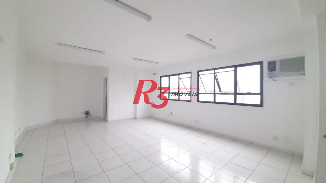 Sala comercial para locação, 46 m², 1 vaga, no Gonzaga, Santos SP.
