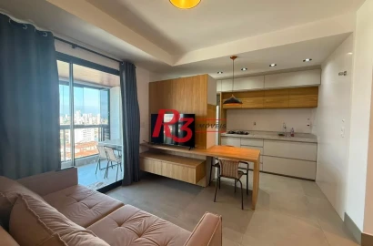 Apartamento com 1 dormitório para alugar, 54 m² - Boqueirão - Santos/SP