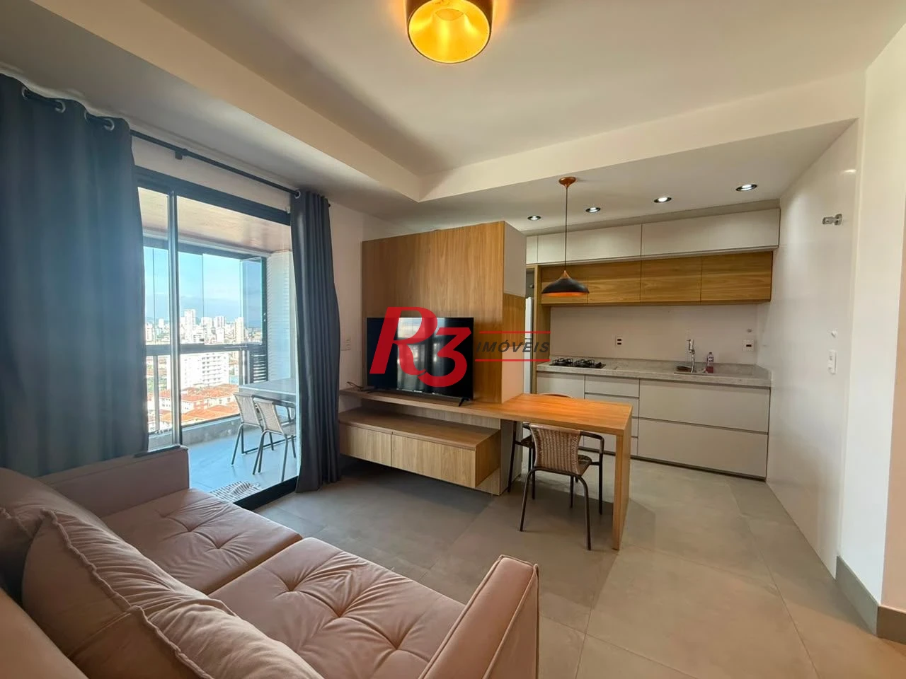 Apartamento com 1 dormitório para alugar, 54 m² - Boqueirão - Santos/SP