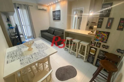 Flat com 1 dormitório, 45 m² - venda por R$ 390.000,00 ou aluguel por R$ 4.500,00/mês - Gonzaga - Santos/SP