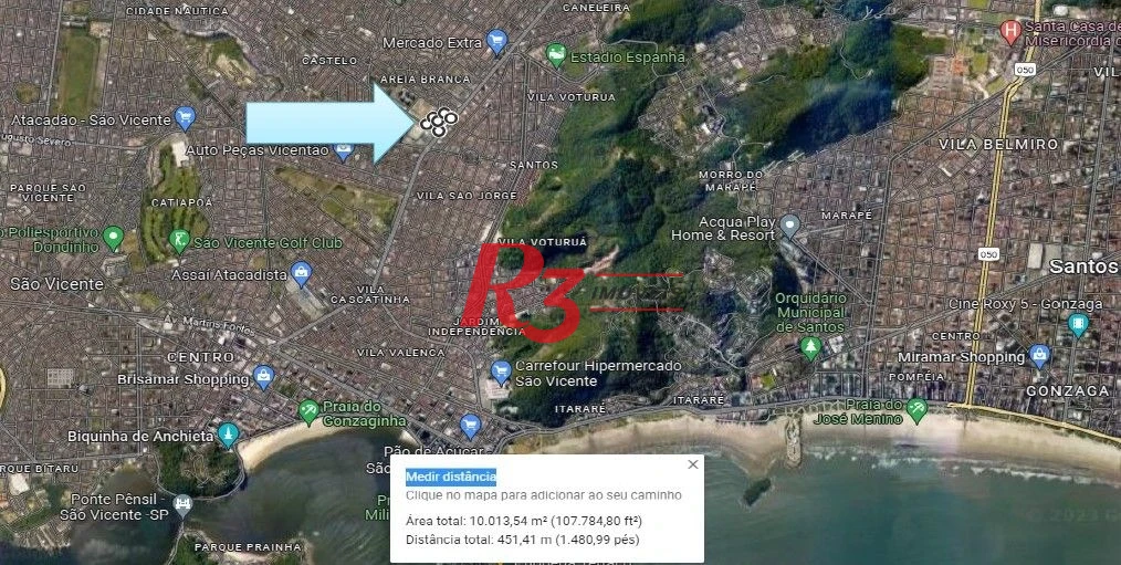 Terreno à venda, 9613 m² por R$ 32.600.000,00 - Areia Branca - Santos/SP