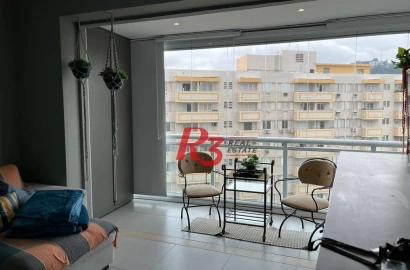 Apartamento com 1 dormitório para alugar, 54 m² por R$ 5.900,00/mês - Pompéia - Santos/SP