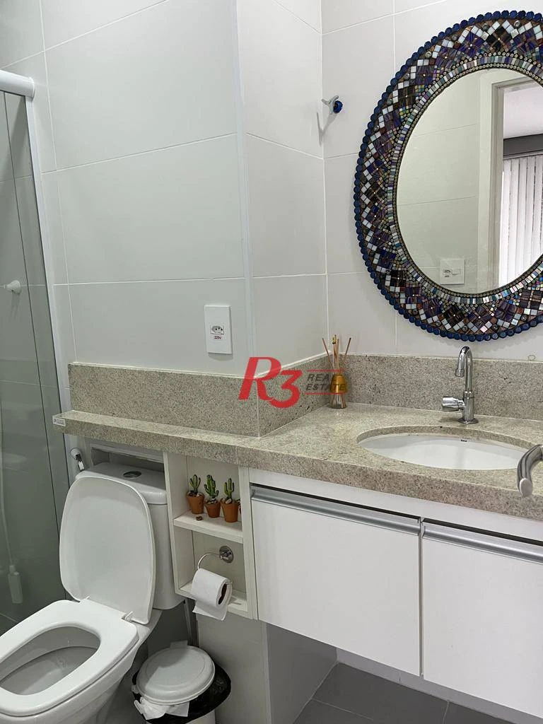 Apartamento com 1 dormitório para alugar, 54 m² por R$ 5.900,00/mês - Pompéia - Santos/SP