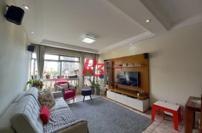 Apartamento á venda 3 quartos 2 Vgs Demarcadas Boqueirão Santos.