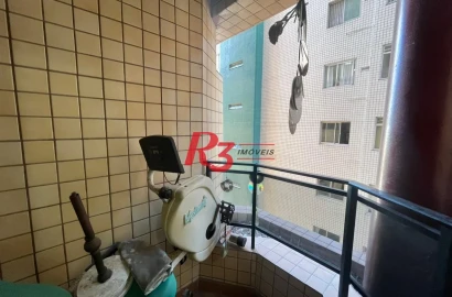 Apartamento com 1 dormitório com Lazer, 1 quadra - Boqueirão - Santos/SP
