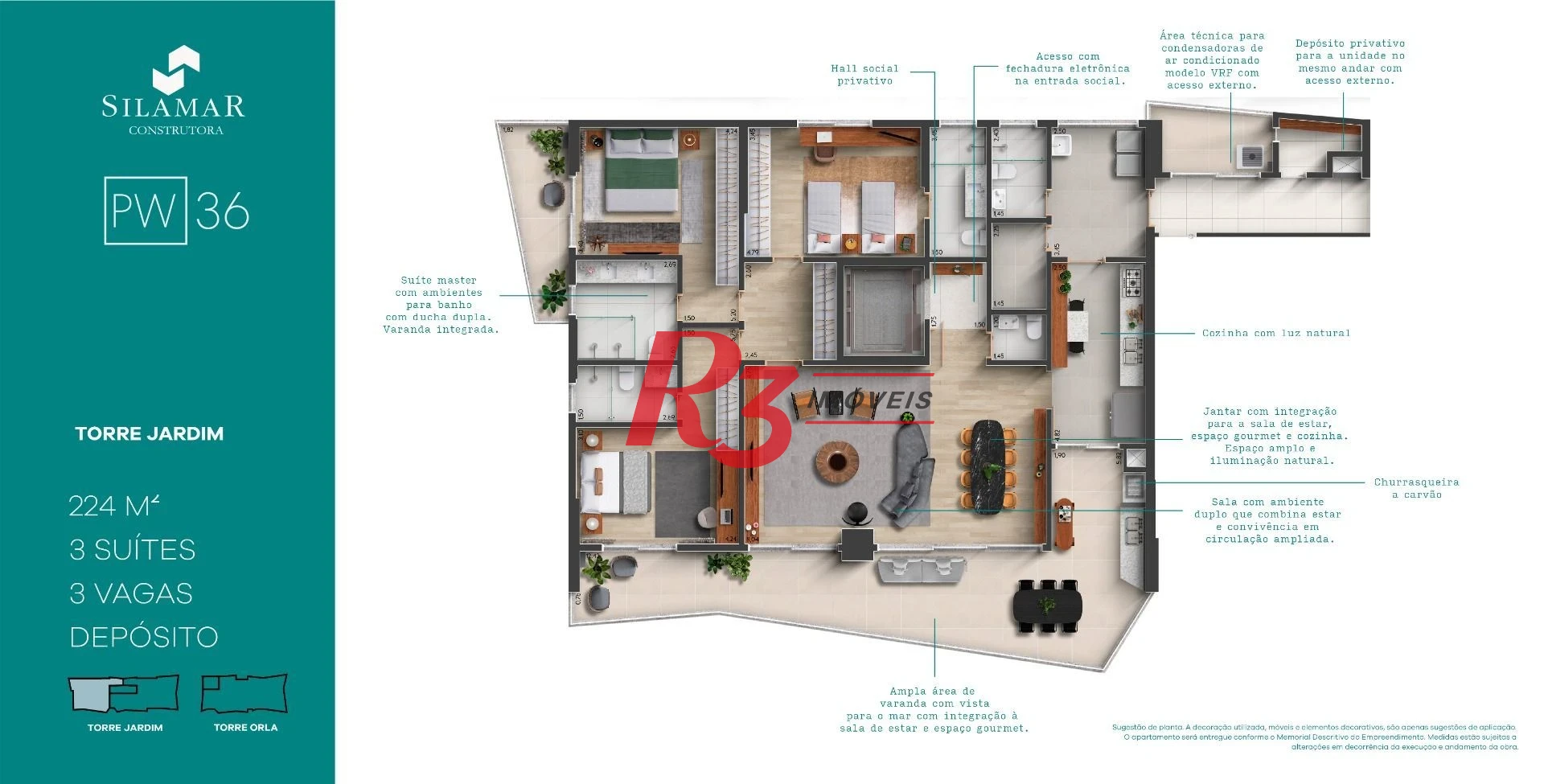 Apartamento à venda, 224 m² por R$ 3.700.000,00 - Gonzaga - Santos/SP