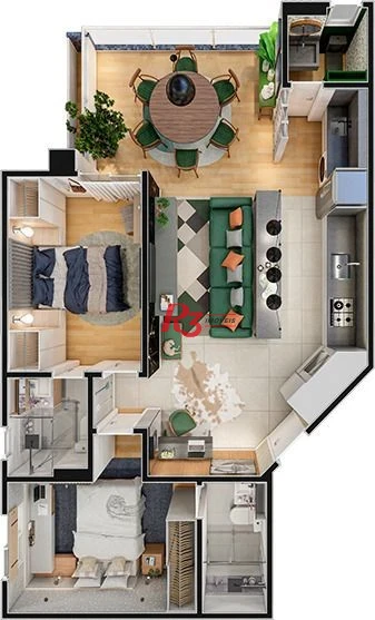 Apartamento com 2 dormitórios à venda, 55 m² - Campo Grande - Santos/SP