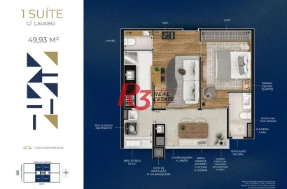 Apartamento à venda, 49 m² por R$ 525.843,85 - Marapé - Santos/SP