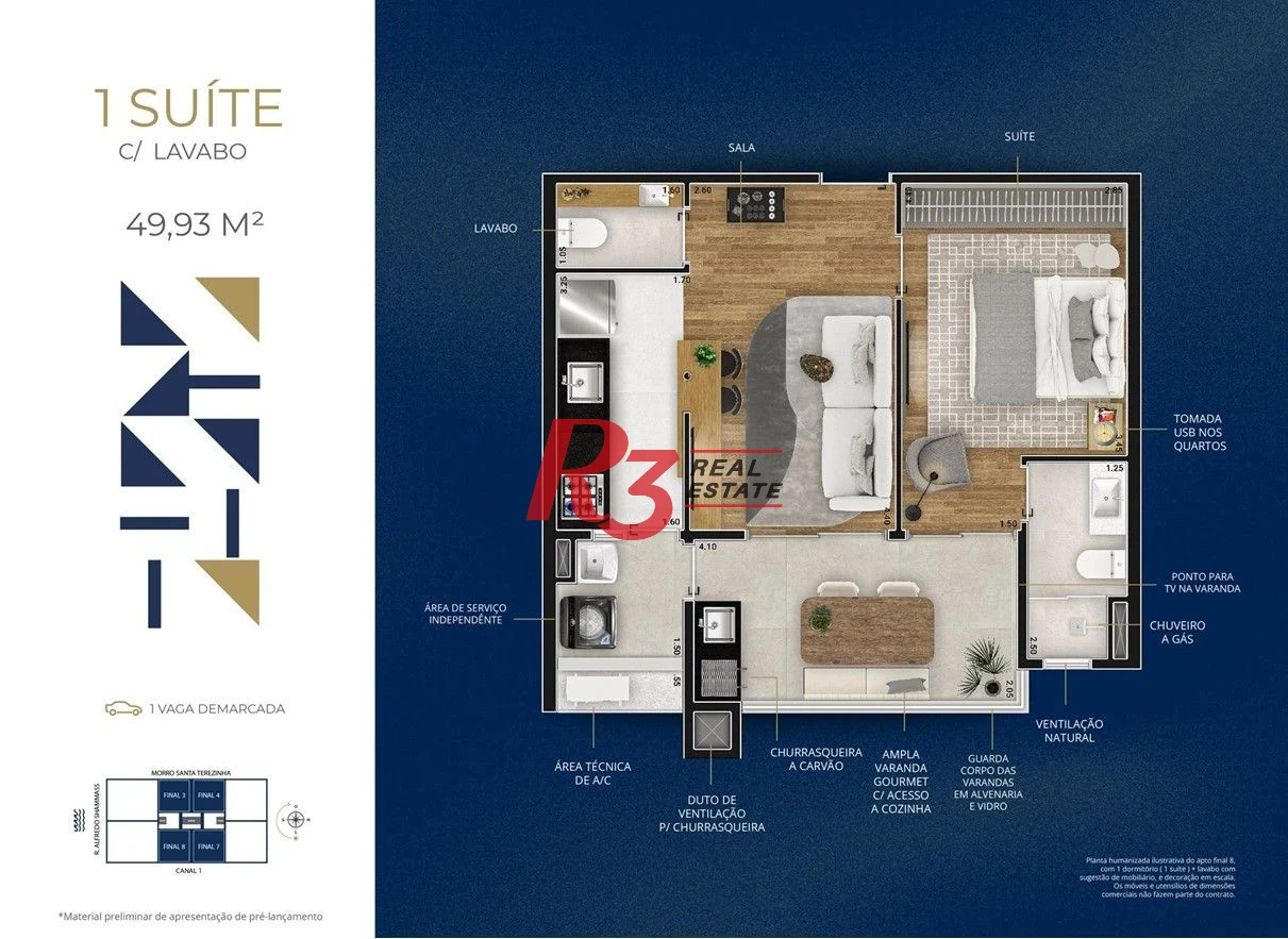 Apartamento à venda, 49 m² por R$ 525.843,85 - Marapé - Santos/SP