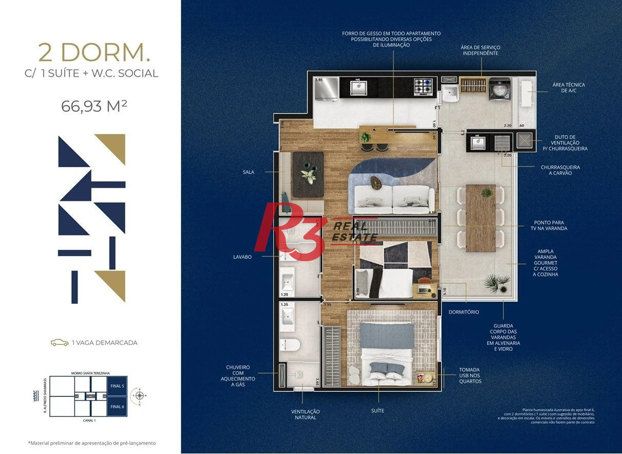 Apartamento à venda, 66 m² por R$ 793.637,32 - Marapé - Santos/SP