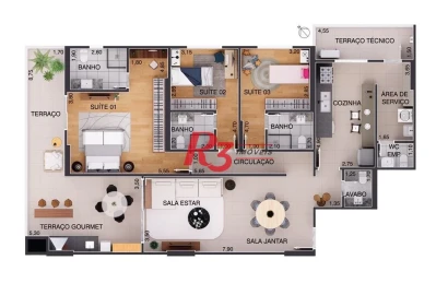 Apartamento à venda, 170 m² por R$ 2.590.100,00 - Aparecida - Santos/SP