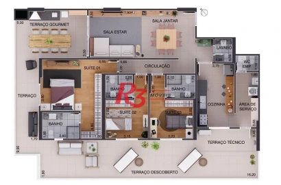 Apartamento Garden à venda, 146 m² por R$ 2.542.300,00 - Aparecida - Santos/SP