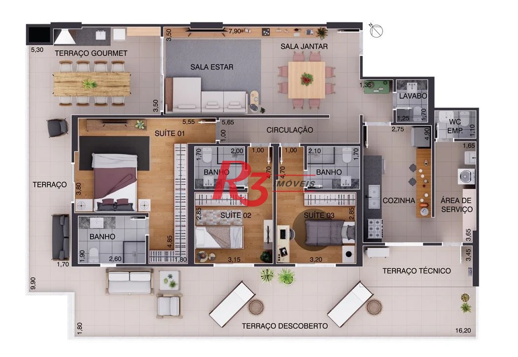 Apartamento Garden à venda, 146 m² por R$ 2.542.300,00 - Aparecida - Santos/SP