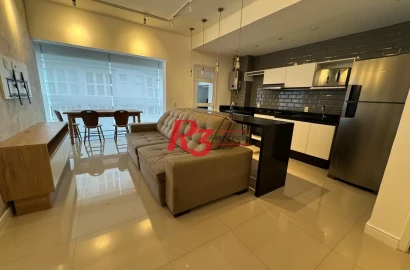 Apartamento com 1 dormitório para alugar, 57 m² por R$ 6.200,00/mês - Gonzaga - Santos/SP