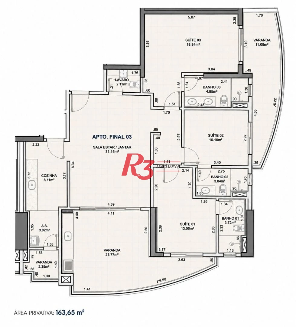 Apartamento à venda, 163 m² por R$ 3.575.300,00 - Ponta da Praia - Santos/SP