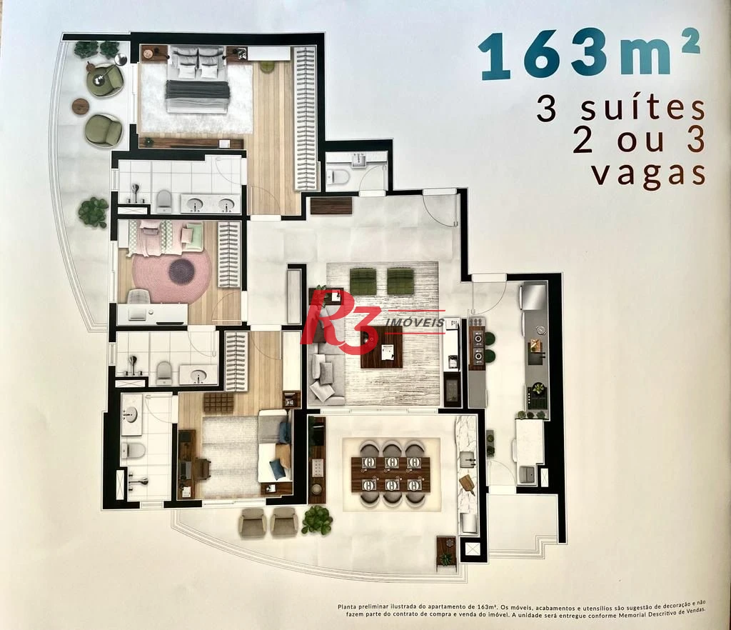 Oportunidade à venda em incrível lançamento na Ponta da Praia, 3 suítes, 3 vagas, andar alto, 163 m², oportunidade!!