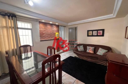 Apartamento com 2 dormitórios para alugar, 78 m² por R$ 3.000,00/mês - Pompéia - Santos/SP