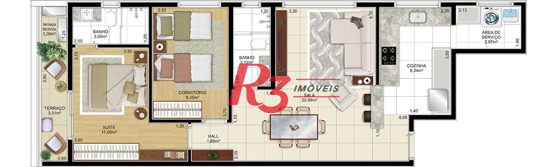 Apartamento à venda, 77 m² por R$ 827.475,00 - Aparecida - Santos/SP