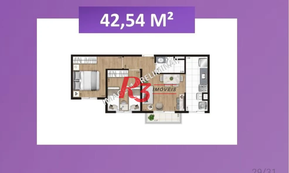 Apartamento com 2 dormitórios à venda, 42 m² por R$ 320.000,00 - Jabaquara - Santos/SP