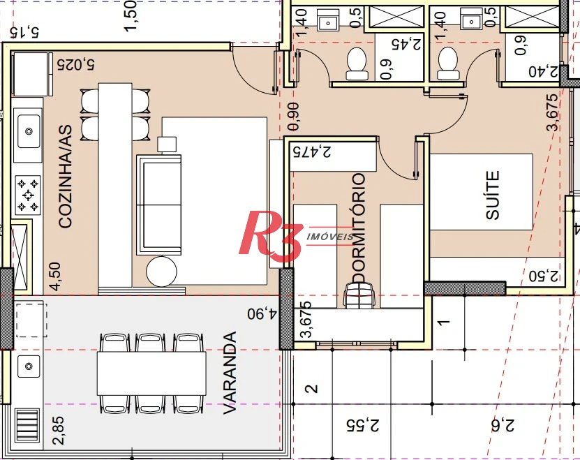 Apartamento à venda, 68 m² por R$ 600.000,00 - José Menino - Santos/SP
