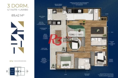 Apartamento à venda, 89 m² por R$ 942.811,40 - Marapé - Santos/SP