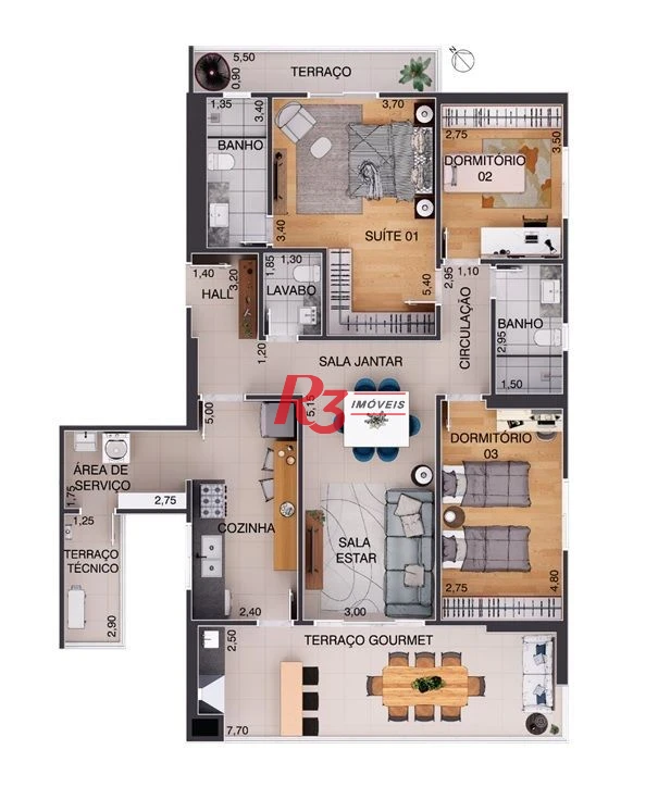 Apartamento à venda, 146 m² por R$ 1.912.400,00 - Aparecida - Santos/SP